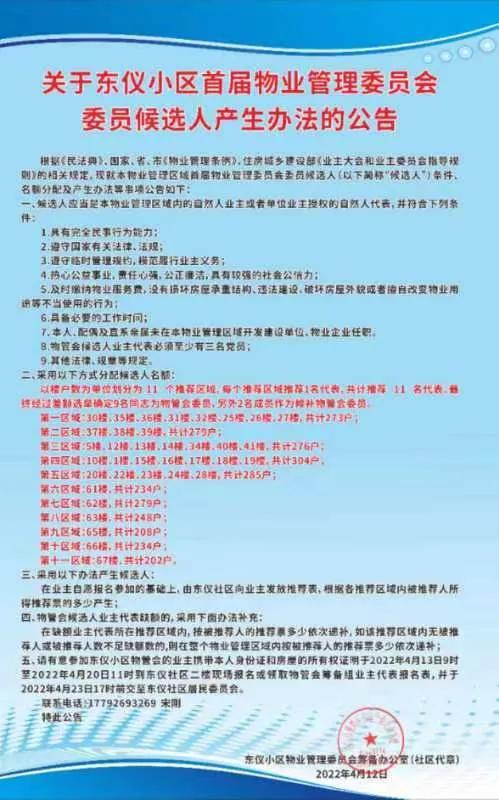 西安東儀小區物業管理委員會籌建神速，居民意見充分聽取